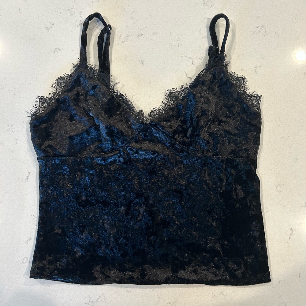Forever 21 Velvet Lace Trim Cami Top